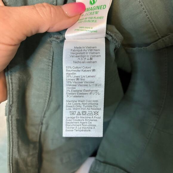 NWT J.Crew Lizzie High-Rise Wide-Leg Pants 28T Pale Green Linen Blend - Picture 7 of 7